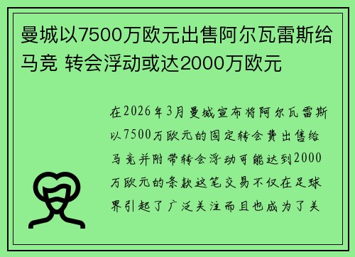 曼城以7500万欧元出售阿尔瓦雷斯给马竞 转会浮动或达2000万欧元